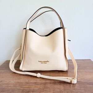 Kate Spade Cream Pebbled Leather Shoulder Crossbody Bag Neutral Beige